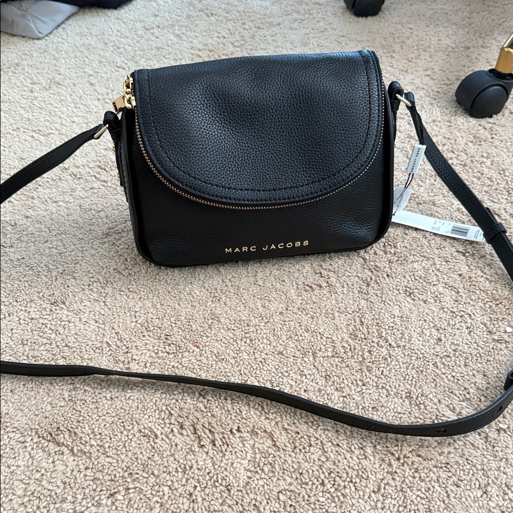 Marc Jacobs Black Crossbody Bag with Gold Accents